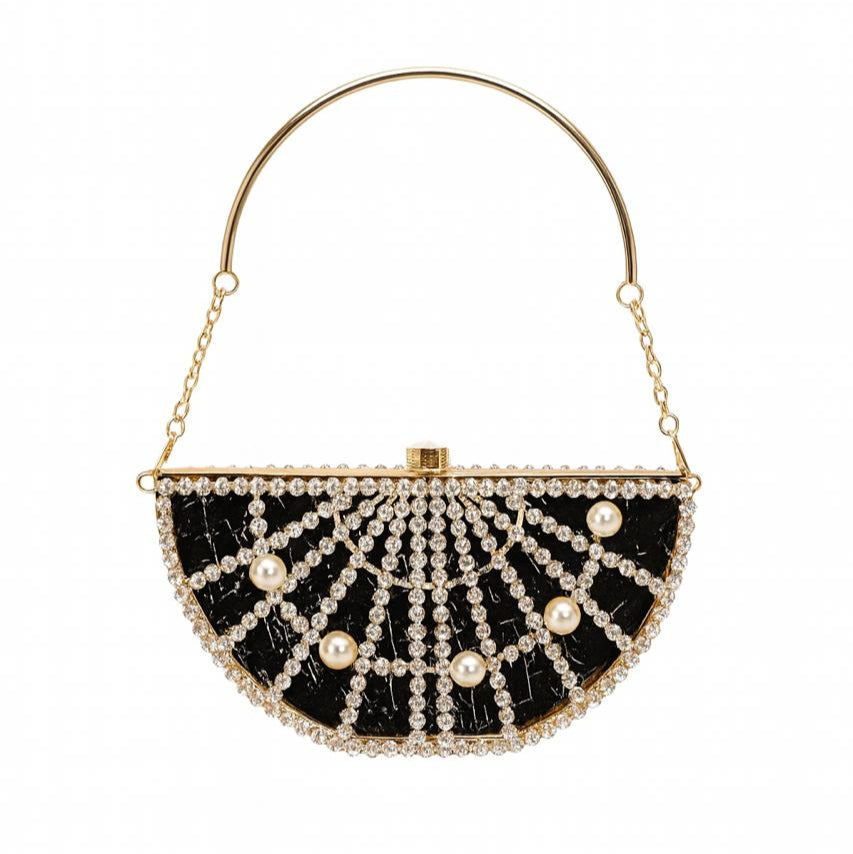 Crystal Pearl Curve Clutch