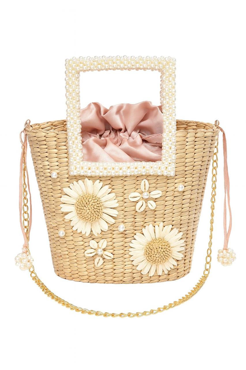 Daisy Pearl Handle Tote