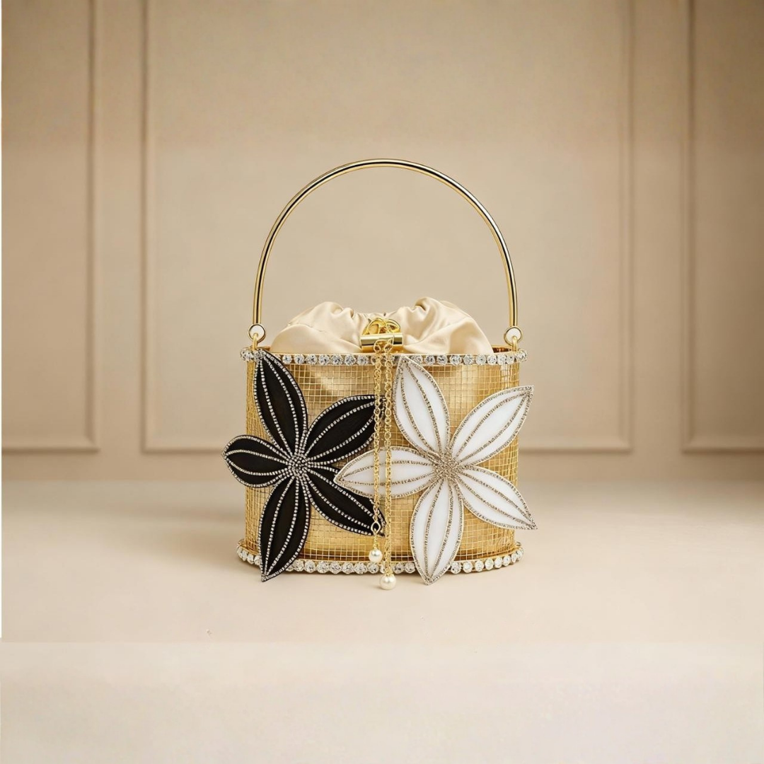 Noir & Ivory Petal Bag